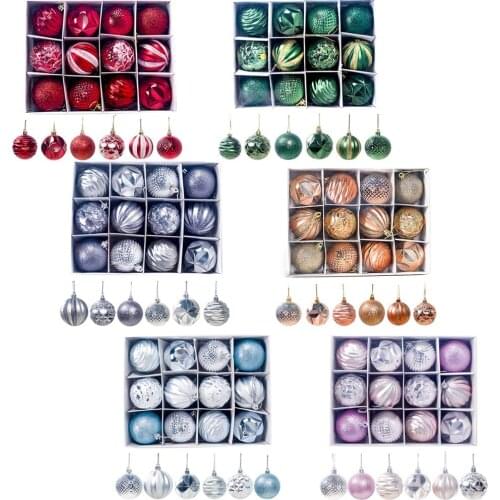 Besegad 12pcs Shatterproof Christmas Tree Hanging Balls Xmas Tree Decor Ball Pendants Ornaments Christmas Home Decoration Toy