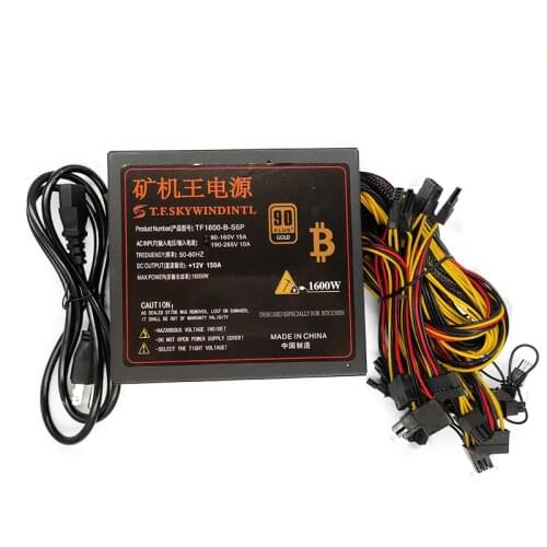 20+4 Pin Silent Noise Reduction Miner/PC GPU ATX 1600W Power Supply Gold Designed for US Voltage 110V 220V 1600w Mining ETH