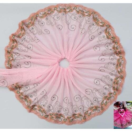 20Yards Tulle Lace Trim Handmade Patch For Wedding Supplies Bridal Hair Headpiece Lace Fabric Applique Red Pink Ribbon