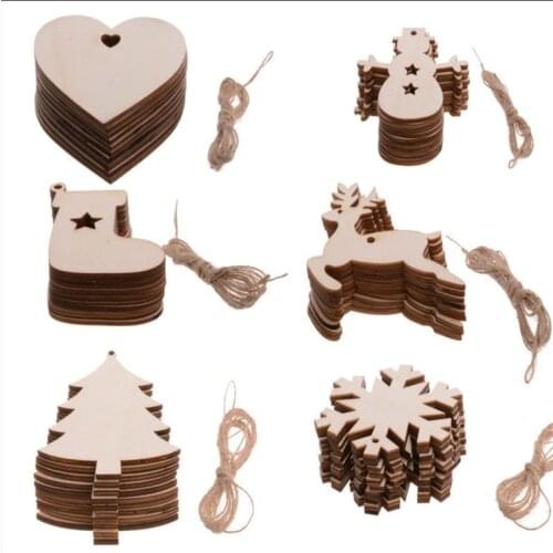3pcsWooden Christmas Pendant Snowman Snowflake Tree Decoration Wood deer Home DIY Decor Festival Party Supplies