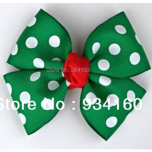 30pcs 3.5" Christmas bow Headwear Clip dots