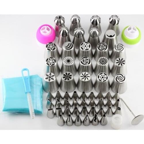 Mujiang 62 Pcs Russian Tulip Icing Piping Nozzles Korean Style Pastry Tips Cake Decoration Dessert Baking Stainless Steel Tools