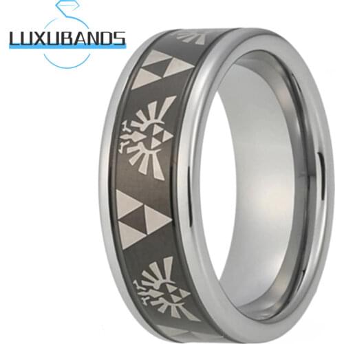 8MM Tungsten Wedding Band Rose Gold Stepped Edges For Men Wemen Brushed Finished Comfort Fit