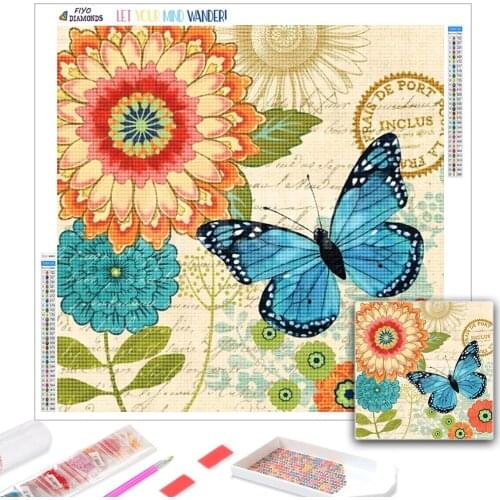 5D DIY Diamond Painting Butterfly Flower Animal Mosaic Full Drill Square/Round Diamond Embroidery Cross Stitch Kits Home Decor