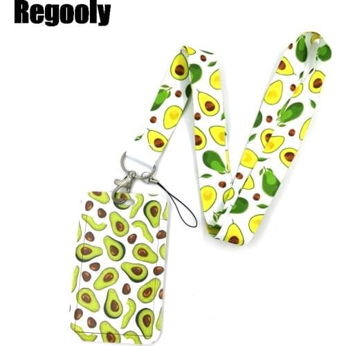 Avocado Fruit Anime Lanyard Badge Holder ID Card Lanyards Mobile Phone Rope Key Lanyard Neck Straps Keychain Key Ring