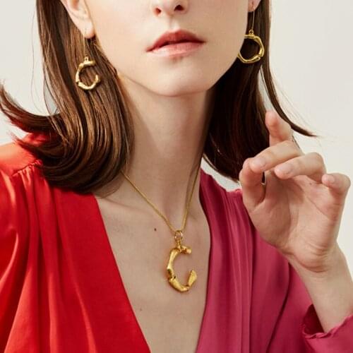 Boho Big Chuncky Gold A-Z Alphabet Letter Pendant Necklaces Personalization Punk Gothic Name Sweater Necklace Glamour Jewelry