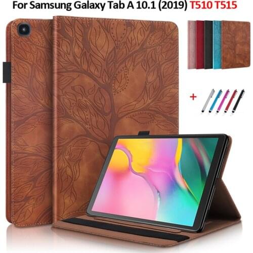Tablet Cover For Funda Samsung Galaxy Tab A 10 1 2019 Case T510 T515 Emboss Tree Flip Stand Cover For Galaxy TabA 10.1 2019 Case