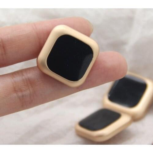 HENGC 25mm Black Square Metal Sewing Coat Buttons For Clothes Vintage Women Sweater Decorations Handmade Accessories Wholesale