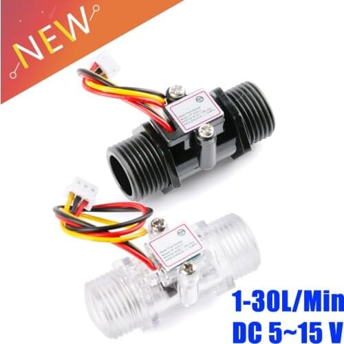 Water Flow Sensor Switch G1/2" Fluid Flow Meter Water Control Transparent Enclosure DC 5-15V Use For Water Heaters