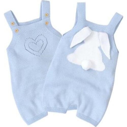 Baby Romper Newborn Knitted Baby Clothes Bunny Pompom Baby Boy Romper Jumpsuit Sleeveless Toddler Baby Girl Romper Overalls