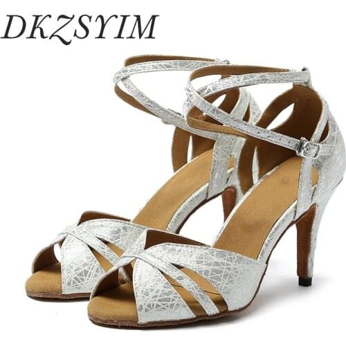 DKZSYIM Latin Dance Shoes High Heels 10CM Girls Ballroom Dancing Shoes Soft Soles High Quality Dance Shoes Women Wholesale