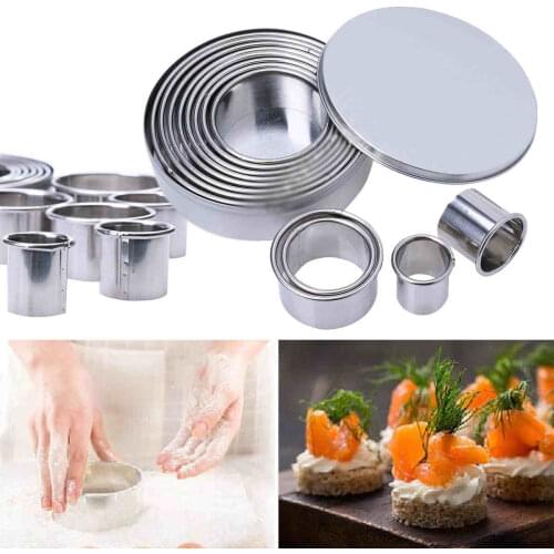 12Pcs Stainless Steel Thicken Round Mousse Ring Mould Egg Cookie Cutter Set Cake Mold Cake Decorating Tools Pastry Baking Molds