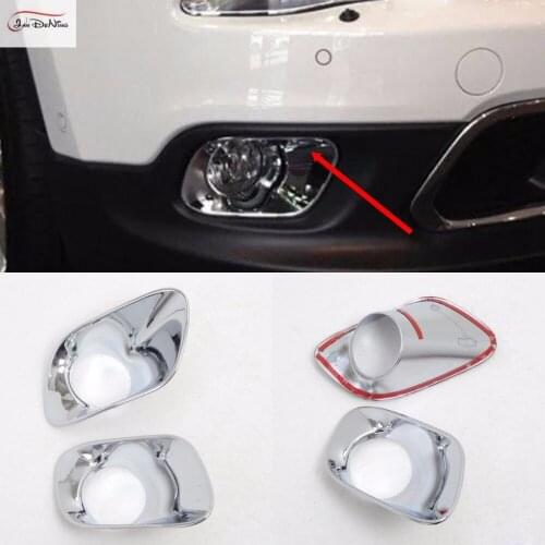 JanDeNing 2PCS/Set For Jeep Cherokee 2014-2016 Chrome plated ABS Front Fog Lights Lamp Cover Frame Trim Emblems