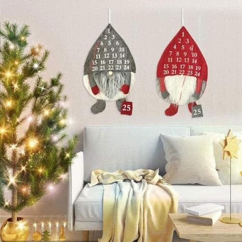 Christmas Advent Calendar Christmas Non-woven Forester Red Grey Christmas Advent Calendar Decoration Hanging Gnome