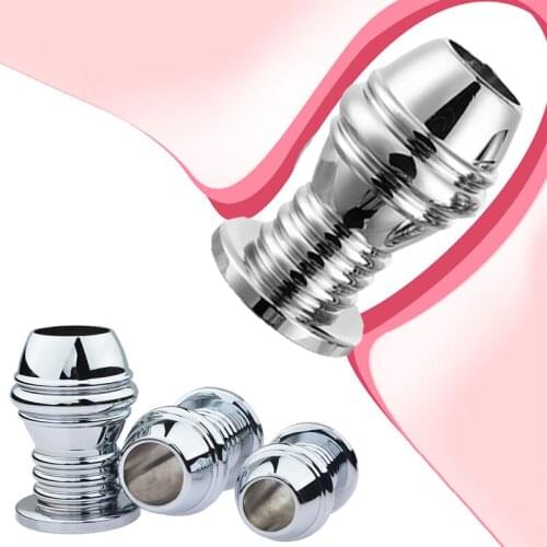 Metal Hollow Anal Plug Anal Dilator Butt Plug Vaginal Dilator Douche Enema Syringe Anal Sex Toys For Woman Men Gay BDSM Sex Toys