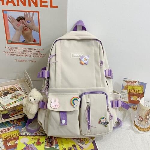 2021 New Girl Cute Student Kawaii Backpack Corduroy College School Bag Female Fashion Backpack Women Harajuku Book Bag Cool