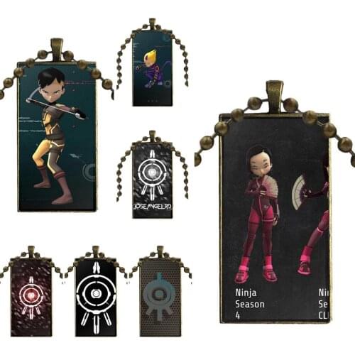 Fashion Cartoon Movie Code Lyoko Glass Cabochon Pendant Necklace Rectangle Fashion Necklace For Unisex Gift