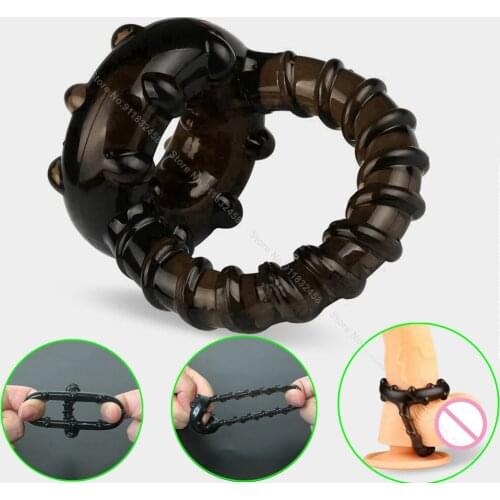 Male Semen Lock Ring Soft Time Delay Erection Dual Cock Ring Friction Massager Stimulation Couple Lover Sex Toys For Men