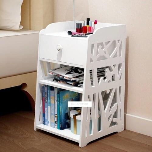 Nordic Nightstand Carve Flower Pattern Hollow Bedside Cabinet Modern Simple Narrow Shelf Living Room Bedroom Storage Cabinet