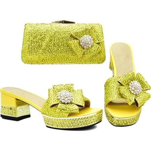 New Arrival African Shoes and Bag Sets Italian Shoe and Matching Bag for Nigeria Party African Women Wedding Shoes and Bag Set