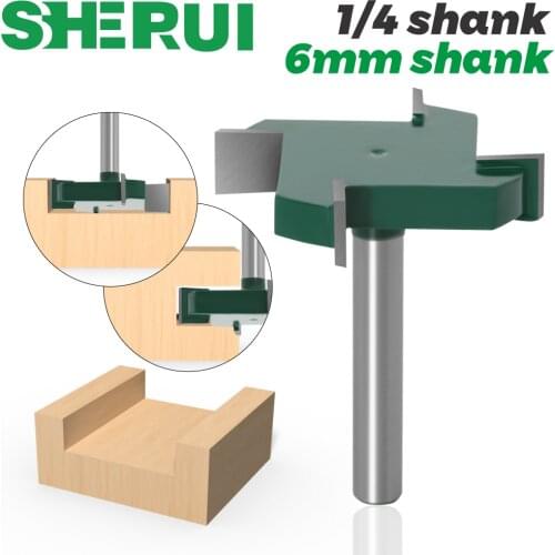 1/4"6mm Shank 4 Edge T Type Slotting Cutter Woodworking Tool Router Bits For Wood Industrial Grade Milling Cutter Slotting