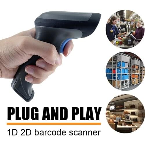 Handheld USB wired Barcode Scanner Portable Automatic 1D 2D QR POS Bar Code Reader Supports Screen Scan
