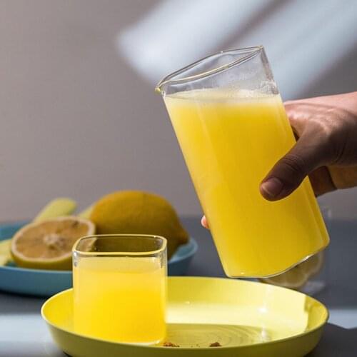 Transparent Square Glass Cup Milk Breakfast High Temperature Resistant Explosion-Proof Glass Cup