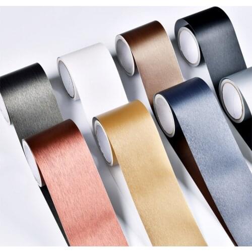 PVC Imitation Metal Decor Line Tape Living Room Ceiling Floor Sticker Self-Adhesive Waterproof Waistline Wallpaper Skirting Tape
