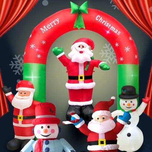 Christmas Inflatable Snowman LED Light Toy Decoration Dolls Yard Prop for Household Parties Ornaments Christmas Inflatable Doll