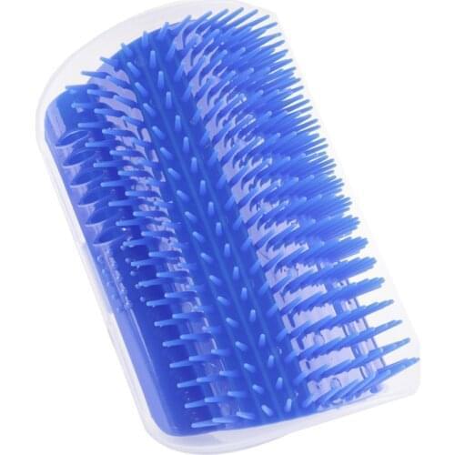 1 Pcs Cat Blue Brush For Long Hair Squeaky Face Massage Comb Comfortable Self Grooming Brush Free Hand Wall Toy For Cats