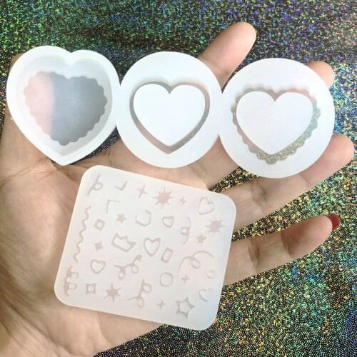 Heart Shakers Silicone Molds Handmade Shaker Fillings Stuff Resin Mold Mini Star Ribbon Diy Keychain Pendant Phone Case Decoden