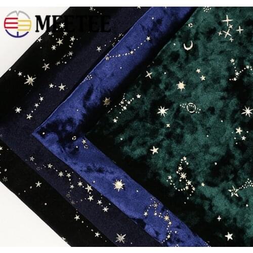 Meetee 50/100X145cm Polyester Spandex Velour Fabric Bronzing Tricot Fabric DIY Dress Elastic Velvet Cloth Sewing Accessories
