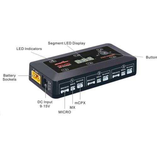 Ultra Power UP-S6 1S 3.7V Lipo LiHv Battery Charger with MICRO MX mCPX USB Port for Blade Inductrix Drone