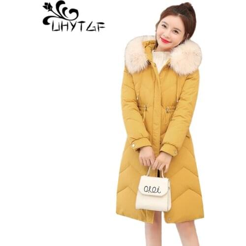 UHYTGF Winter Women Jacket Women 3XL Plus size Female Parka Warm Down cotton clothing Outwear Thick Slim Cotton aphid Coats X365