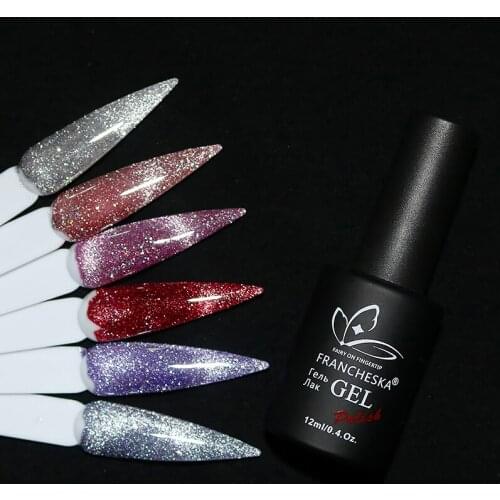 1pc Disco Cat Eye Gel Reflective Glitter Nail Polish Sparkling Laser Nail Gel Glitter Shiny Nail Art Varnish Top Base Coat TSLM2