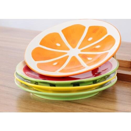 1pcs Fruit Flat Plate Orange Design Food Tray Hand-painted Salad Dish Cartoon Dinnerware Set Children Lunch Plate Tableware Set