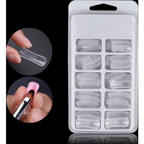 100Pcs Quick Building Mold Nail Tips Acrylic Dual Forms Finger Extension False Nails UV Builder Art Tools