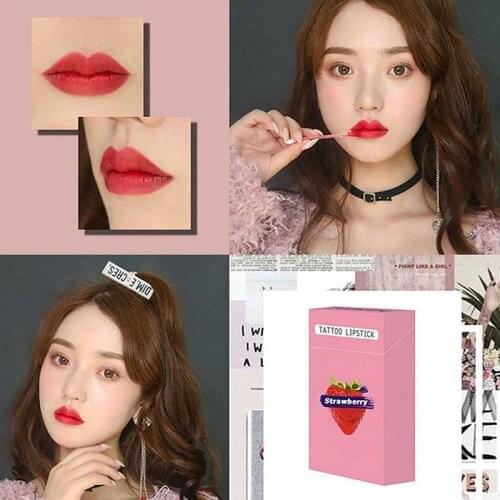 20pcs/set Lipstick Cigarette Case Cotton Swab Lipsticks Microbrush Long Lasting Waterproof Disposable Brushes Swab Lipstick