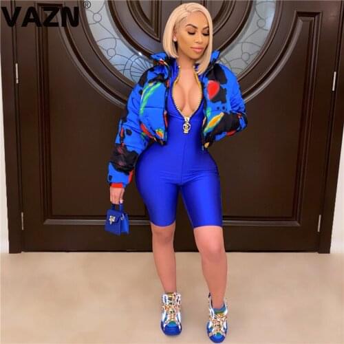 VAZN 2021 Winter Warm Short Style Daily High-end Down Jacket Elegant Sexy Joker Young Full Sleeve Women Slim Outwears