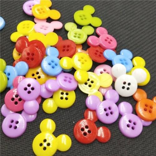 30pcs/ Mix colors Cute Plastic Cartoon Button Mickey Shape 4 holes Sewing Children Buttons,20*22mm