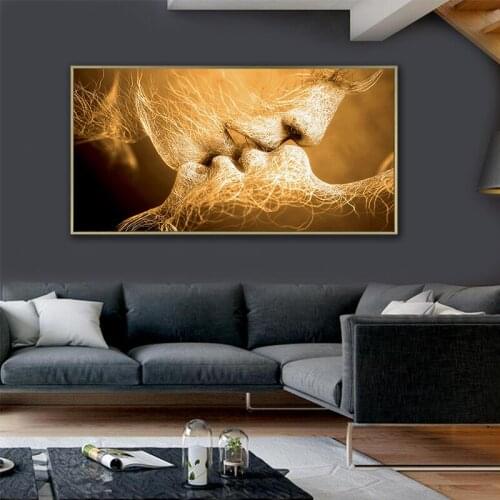 Abstract lover Couple kiss wall painting poster 140x70cm big size canavs art for living room wall picture art