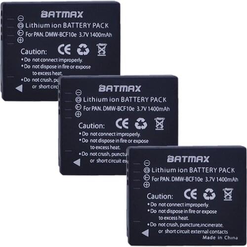 3Pcs 3.7V 1400mAh DMW-BCF10 DMW BCF10E BCF10 Camera Battery for Panasonic Lumix DMW-BCF10, DMW-BCF10E, DMW-BCF10PP, CGA-S/106B