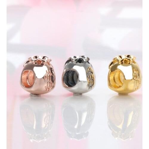 Bewill Hot Sale 925 Sterling Silver Money bag beads Fit Original Bracelet Women Jewelry Making Gift
