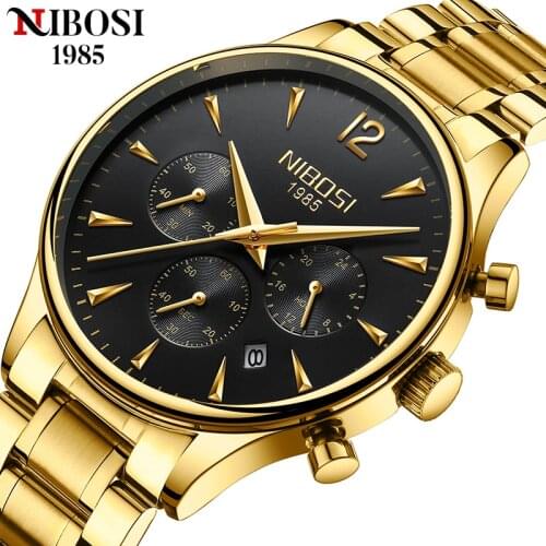 NIBOSI Simple Sport Watches Men Military Quartz Watch Clock Date Stainless Steel Fashion Wrist Watch Waterproof Hombre Reloj