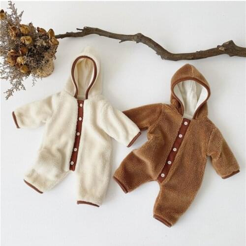 Baby Thicken Velvet Jumpsuits Boys Girls Playsuit Winter Kids Overall Infant Clothes Toddler Onesie Romper Autumn Winter Outfits