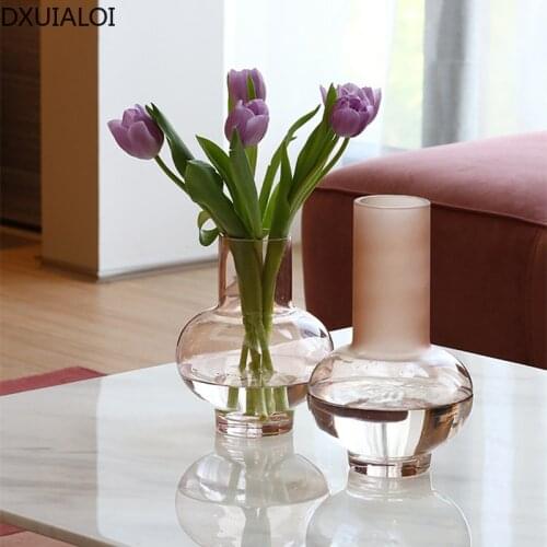 DXUIALOI Creative Transparent Glass Vase Decoration Living Room Desktop Hydroponic Flower Arrangement Vase Home Decoration