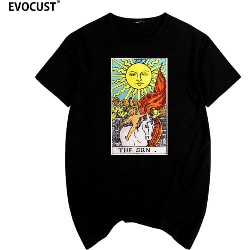 The Meaning of the Sun Major Arcana Tarot Card in Readings Summer print T-shirt Cotton Men T shirt New women TEE