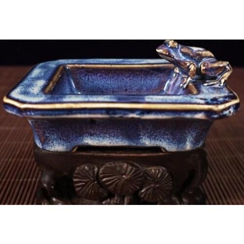 China blue glaze ceramic Four Fong frog Pen wash crafts statue