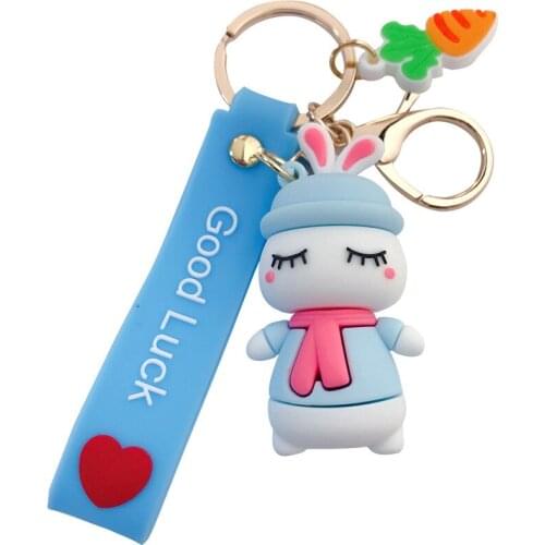 Creative Cute Rabbit Keychains For Women Bag Charm Car Bag Ornaments Key Ring Pendant Girls Kids Couples Gifts