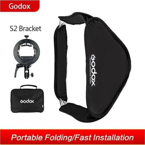 Godox S2 Speedlite Flash Holder Bracket + Softbox with Bowens Mount for Canon Nikin Godox V1 TT685 V860II AD200 AD400PRO Flash